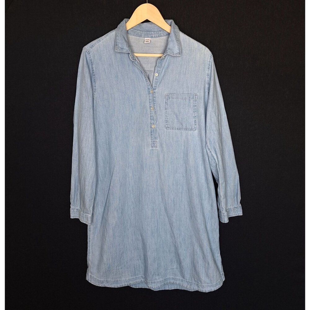 💙 Old Navy 100% Cotton Denim Jeans Shirt Dress Size L Western Country Relaxed F - Picture 8 of 8